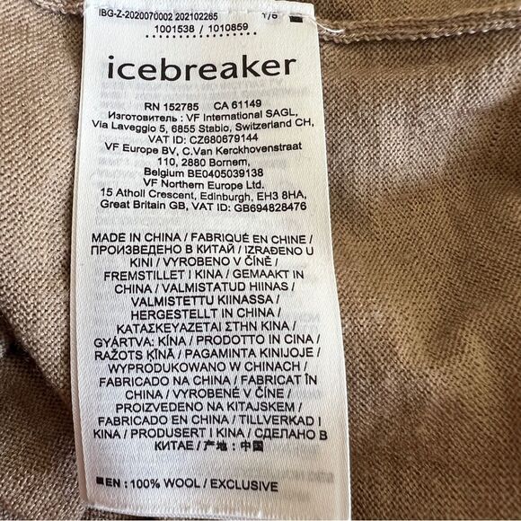 Icebreaker Wilcox Merino Wool V-Neck Base Layer Top Beige Tan 100% Wool Men’s M - Picture 5 of 5